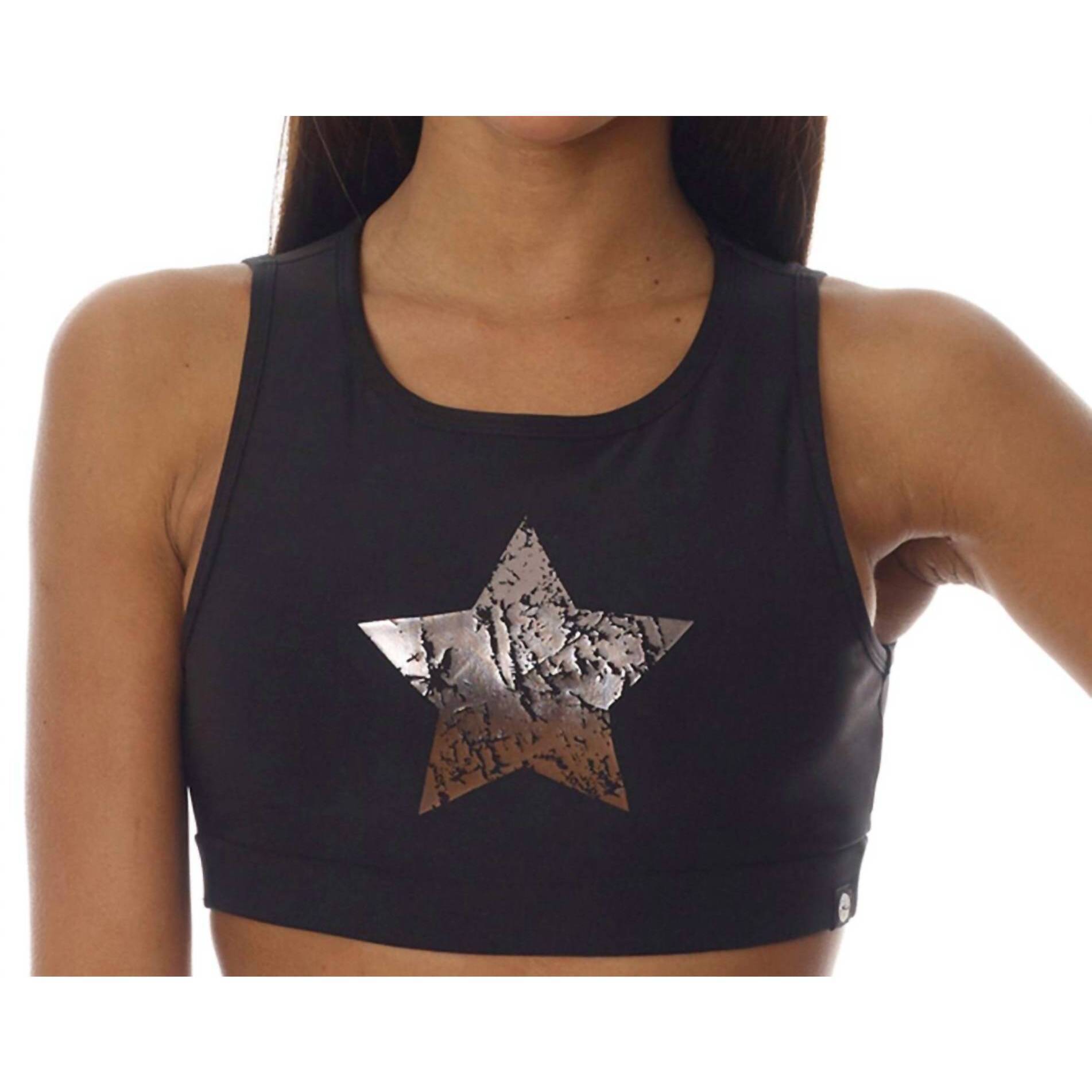 New X By Gottex Chrome Star Low Impact Sports Bra In Black